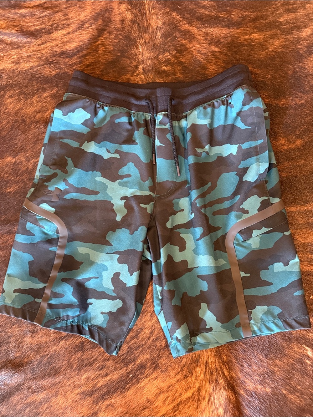 LG Men's Teal and Black Camo Athletic Shorts